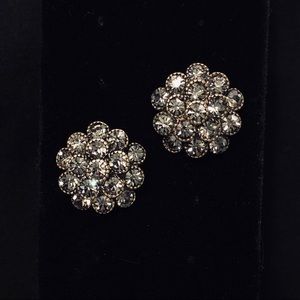 Large round multi crystal cluster earrings